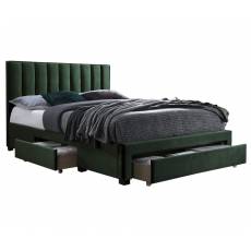 GRACE łóżko z szufladami ciemny zielony velvet , popiel velvet